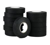 CHUANGSEED 12pack-Wiring Hardness Tape 19mmx 15m Black Loom Binding Felt for Heat Resistant Insulation Tape for Wires Noise Damping Car Cables Fixed Black Adhesive Fabric Cloth Tape