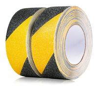CHUANGSEED 2 Rolls Heavy Duty yellow and black Anti Slip Tape 50mm x 10m High Traction strong grip Tape Self Adhesive Safety Non Skid Traction Tread Warning Tape (Black&yellow) (Black yellow)