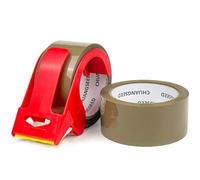 CHUANGSEED 2-Rolls with Dispenser Brown packing tape No Bubble Sticky Packing Tape,50mic x 48mm x 66m, Brown Packaging Tape for Moving,Parcels Sealing, Shipping