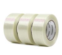 CHUANGSEED 3 pack RV Awning Repair Tape,Strong Reinforced Tape,150MIC x 50MM x 55M Transparent Bi-Directional Filament Strapping Tape, Fiberglass Reinforced Tape,Cricket Bat Repair Tape