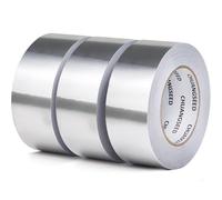 CHUANGSEED 3 Roll Aluminum Foil tape 50mm x 50m Heat Resistant High Temperature Foil tape for Duct Repair, HVAC Use, Foamboard,Metal Repair, sliver alu metal tape