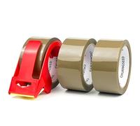 CHUANGSEED 3-Rolls Brown packing tape 50mic x 48mm x 66m with Dispenser No Bubble Sticky Packing Tape, Packaging Tape Brown for Moving,Parcels Sealing,Shipping