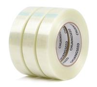 CHUANGSEED 3Pack Strong Reinforced Tape RV Awning Repair Tape Mono Filament Strapping Tape 150MIC x 25MM x 55M Commodity Grade Heavy Duty Transparent Reinforced Fiberglass Tape Cricket Bat Repair Tape