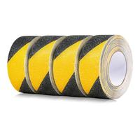 CHUANGSEED 4 Rolls Heavy Duty yellow and black Anti Slip Tape 50mm x 10m High Traction strong grip Tape Self Adhesive Safety Non Skid Traction Tread Warning Tape (4, yellow and black)