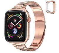 chuangshiji Metal Strap Compatible with Apple Watch Strap Series 9 8 7 6 5 4 3 2 1 SE, 41mm 40mm 38mm Adjustable Stainless Steel Replace for iWatch Band for Women and Men, Rose gold