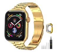 chuangshiji Metal Strap Compatible with Apple Watch Strap Series 9 8 7 6 5 4 3 2 1 SE, 41mm 40mm 38mm Adjustable Stainless Steel Replace for iWatch Band for Women and Men, Gold