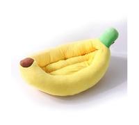 CHUANYGU Banana Boat Shaped Pet Bed - Soft Plush Warm Cat & Dog Nest, Breathable Non-Toxic Comfort for Small Pets(L)