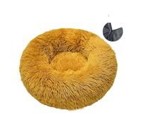 CHUANYGU Donut Pet Bed - Washable Round Dog & Cat Bed with Faux Fur, Non-Slip Bottom, 6 Sizes for Small to Large Pets (Beige, 40-90cm)(Gold,Medium)