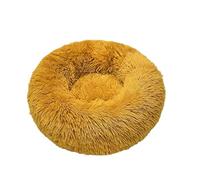 CHUANYGU Donut Pet Bed - Washable Round Dog & Cat Bed with Faux Fur, Non-Slip Bottom, 6 Sizes for Small to Large Pets (Beige, 40-90cm)(Gold,XX-Large)