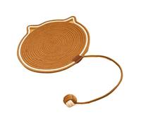 CHUANYGU Hand-Woven Rattan Cat Bed with Cooling Mat - Breathable Round Pet Bed for Cats, Scratch-Resistant Design with Cotton Rope, Washable Cover(Brown,41cm)