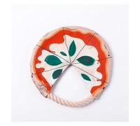 CHUANYGU Pizza Shaped Dog Flying Disc - 18/21 cm Soft Fabric Flyer with Cotton Rope for Tug of War - Lightweight Interactive Toy for Small Large Dogs(18cm)