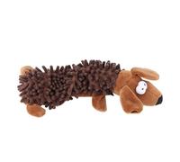 CHUANYGU Small Dog Plush Toy with Sound, Cute Animal Shape Chew Toy for Puppies and Cats, Soft Biting Plaything for Teething Pets(Brown Dog)