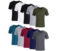 Chuarry 10 Pack Men's V Neck T Shirt Short Sleeve Bulk Soft Solid Tees Basic Quick Dry Slim Fit Undershirts for Men, As the Picture Shows, XL