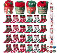 Chuarry 24 Pairs Colorful Christmas Cupcake Socks, Women's Gift, DIY, One Size Fits Most (5-10), Fuzzy, Plush, Nylon, Warm, Comfortable, Christmas, Valentine's Day, Teacher, Colleague Gifts