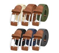 Chuarry 6 Pcs Stretch Belt Men Braided Elastic Belts for Men Woven Nylon Work Belts for Casual Jeans Golf Shirts Pants Shorts, 6 Colors, Black, Blue, Green, Brown, Beige, Gray, about 41.34-43.31