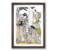 Chuban of The Chushingura by Katsukawa Shunsho Framed Print | A2 Walnut Framed Wall Art | Ready to Hang | Modern Nature Picture | Living Room Bedroom Lounge Office