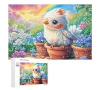 Chubby Bird with Rainbow And Flowers 1000 Piece Jigsaw Puzzle for Adults Tabletop Entertainment Focus Improvement Gift for Hobby Lovers 1000 PCS