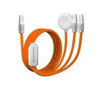 chubby cable Tri-Flex 3 in 1 USB C Fast Charger for Watch Silicone 100W Multi Charging Cable Compatible with iPhone 16/15 Series iWatch iPad Airpods Galaxy Series, 4.1FT, Orange