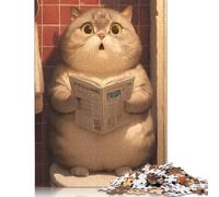 Chubby Cat on Toilet 2 Puzzle 1000 Pieces Jigsaws Wooden Puzzles for Adults & Teenager for Adults Teenagers Age 12+ 1000pcs (75x50cm)
