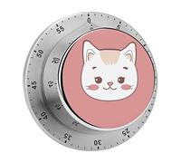 Chubby Cat Pattern Kitchen Timers for Cooking 60 Minute Wind Up Timer, Magnetic Back, Visual Mechanical Timer with Loud Alarm, Manual Countdown Timers for Classroom Home Gym Tanning