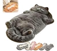 Chubby Cat Rug, Chubby Tabby Cat Shaped Rug, 2D Flat Design (Grey,60*90cm) | Chubby Cat Rug, Chubby Tabby Cat Shaped Rug, 2D Flat Design