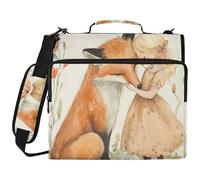 Chubby Fox Perfect with A Little Girl 1.5-Inch 3-Ringing Binder with Extra Pockets with Shoulder Strap Multi-Pocket Document Binder Organizer for School and Office