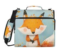 Chubby Fox Perfect with A Little Girl 1.5-Inch 3-Ringing Binder Zipper with Strap Multi-Pocket Portable Portfolio for Middle Student