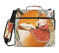 Chubby Fox Perfect with A Little Girl 3 Ringing Binder Zipper with Shoulder Strap Laege Capacity Portfolio Binder for School/Office