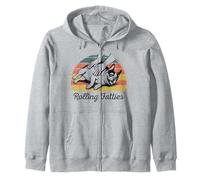 Chubby French Bulldog Rolling Fatties Funny Vintage Zip Hoodie