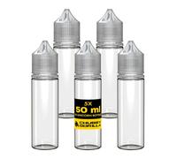 Chubby Gorilla V3 50ml PET Plastic Unicorn Bottles for Liquid - Empty Dropper Bottles - 5x 50ml (Clear Bottle With Clear Cap)
