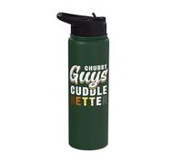 Chubby Guys Cuddle Better Funny Gay Bear Pride Stainless Steel Insulated Water Bottle