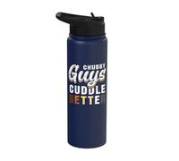 Chubby Guys Cuddle Better Funny Gay Bear Pride Stainless Steel Insulated Water Bottle