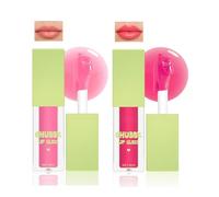 Chubby Lip Gloss Set in Pink & Fuchsia - Non-Sticky Hydrating Formula with Sheer Shine for Women and Girls, Lightweight Plumping Serum for Everyday Wear and Nourished Lips