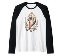Chubby Mermaid Manatee Sea Cow Ocean Animal Raglan Baseball Tee