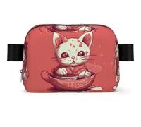 Chubby Rabbit Fanny Pack Crossbody Waist Bag Pack Waterproof Mini Belt Bag Bum Hip Bag for Men Women, Cat Eats Soup, One Size