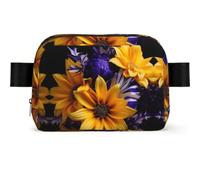 Chubby Rabbit Fanny Pack Crossbody Waist Bag Pack Waterproof Mini Belt Bag Bum Hip Bag for Men Women, Eco-Friendly Flowers, One Size