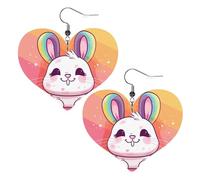 Chubby Rabbit Leather Earrings for Women Heart Earring Lightweight Dangle Drop Earring Set Jewelry Gift, One Size, No Gemstone