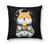 Chubby Spacedog with Icecream1 Novelty Throw Pillowcases Pillow Cover 12 "x12 "