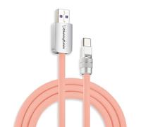 Chubbycable Chubby 2.0 Fast Charging Cable - Durable Soft Silicone USB C Cable, 240W Extra Thick Phone Charger Cord, Data Transfer Type C, Pink, USB-A to Type-C, 6.6 FT