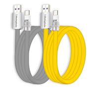 chubbycable Couple Chubby - 2-Pack 240W USB C Cable Extra Thick Silicone Fast Charging Cable Compatible with iPhone 16/15 Series iPad Galaxy Series, Gray+Yellow, USB-A to Type-C, 6.6FT