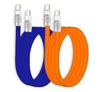 chubbycable Couple Chubby - 2-Pack 240W USB C Cable Extra Thick Silicone Fast Charging Cable Compatible with iPhone 16/15 Series iPad Galaxy Series, Dark Blue+Orange, Type-C to Type-C, 6.6FT