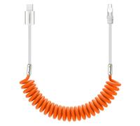 chubbycable Curly Chubby 120W Coiled USB C Cable Retractable Fast Charging Cable for Car Charger Cord Compatible with iPhone 17-15 Series, Orange and Gray, USB-A to Type-C