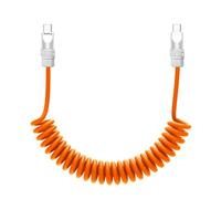 chubbycable Curly Chubby - Retractable Fast Charging Cable 240W Coiled Charger Cord for Car Durable USB-C Cable for Phones, Tablets and More, Orange, Type-C to Type-C, 1.3FT-2.3FT