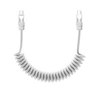 chubbycable Curly Chubby - Retractable Fast Charging Cable 240W Coiled Charger Cord for Car Durable USB-C Cable for Phones, Tablets and More, White, Type-C to Type-C, 1.3FT-2.3FT
