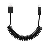 chubbycable Curly Chubby - Retractable Fast Charging Cable 240W Coiled Charger Cord for Car Durable USB-C Cable for Phones, Tablets and More, Black+Black, USB-A to Type-C, 1.3FT-2.3FT