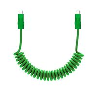 chubbycable Curly Chubby - Retractable Fast Charging Cable 240W Coiled Charger Cord for Car Durable USB-C Cable for Phones, Tablets and More, Green+Green, Type-C to Type-C, 1.3FT-2.3FT