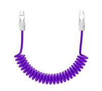 chubbycable Curly Chubby - Retractable Fast Charging Cable 240W Coiled Charger Cord for Car Durable USB-C Cable for Phones, Tablets and More, Purple, Type-C to Type-C, 1.3FT-2.3FT