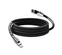 chubbycable Mirrored Head Chubby - 240W Fast Charging Cable Ultra-Thick Silicone USB C Cable Phones Tablets C to C Charger Cord, Black, Type-C to Type-C, 6.6FT