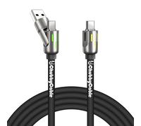 chubbycable OmniChubby - 240W 3-in-1 Ultimate with Dynamic Lights Multi USB C Cable Silicone Fast Charging Cord Compatible with iPhone 16/15 Series, 3.94FT, Black, Type-C+USB-A to Type-C