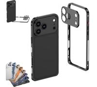 ChubbyCase Ultra-Thin Metal Frame Heat Dissipation Case with Lens Protector, Detachable Metal Lens Cover Protective Case for iPhone 17 Pro Max (for iPhone 17 Air,Black)